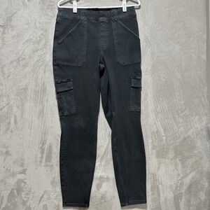 Spanx Stretch Twill Ankle Cargo Pants Women's Size 30 Washed Black Cargo Pockets